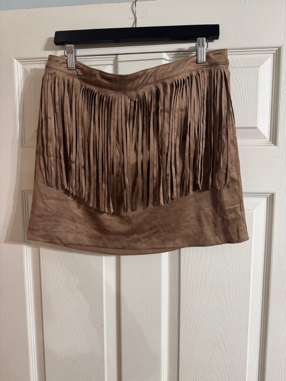 Chelsea & Theodore Brown Suede Fringe Mini Skirt